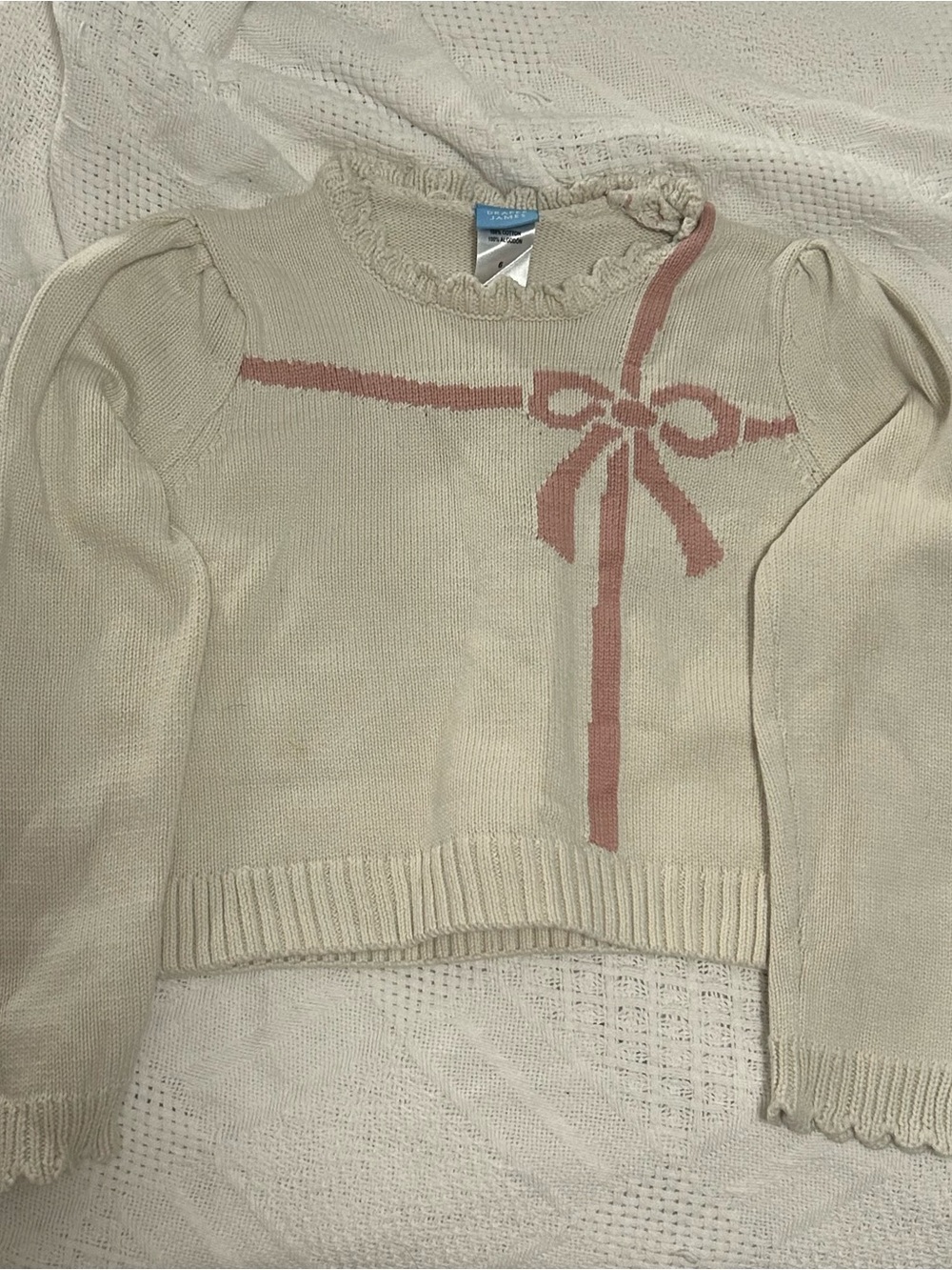 Draper James Sweater set - Cream Sweater with Pink Bow and Pink Sparkle Skirt